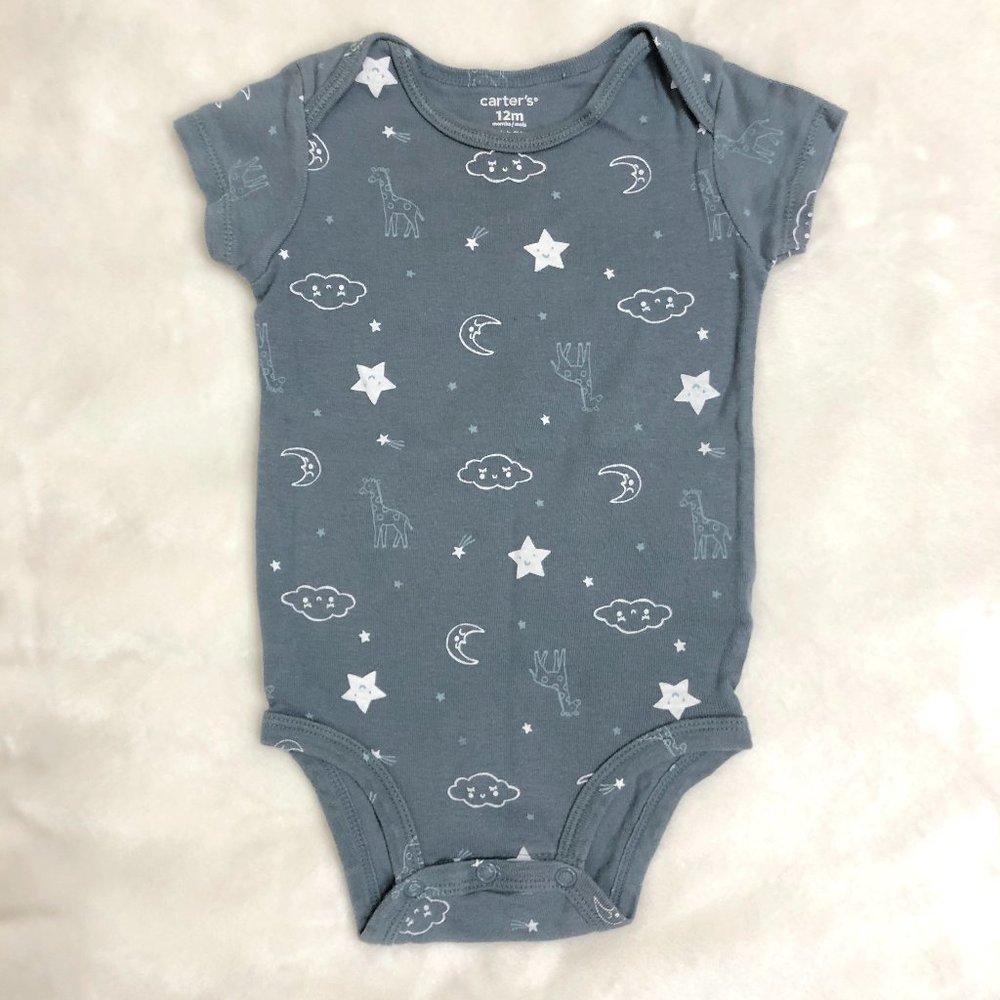Carter's sleepy moon cloud and stars grey onesie